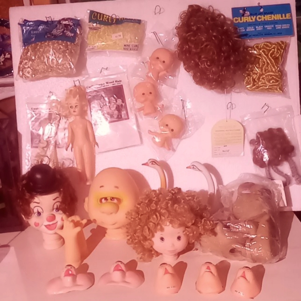 Vintage Lot of Doll Heads, Animal Faces Clown Gorilla Babies Crafts